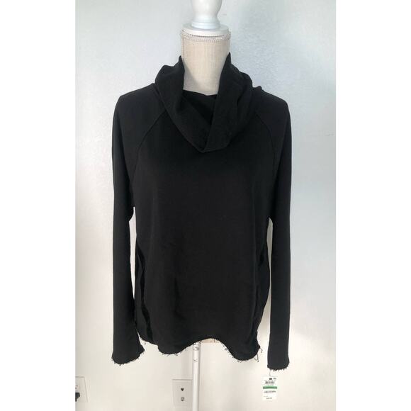 Ideology Cowl Neck Velour  Raw Hem Trip Top - L - Picture 2 of 6